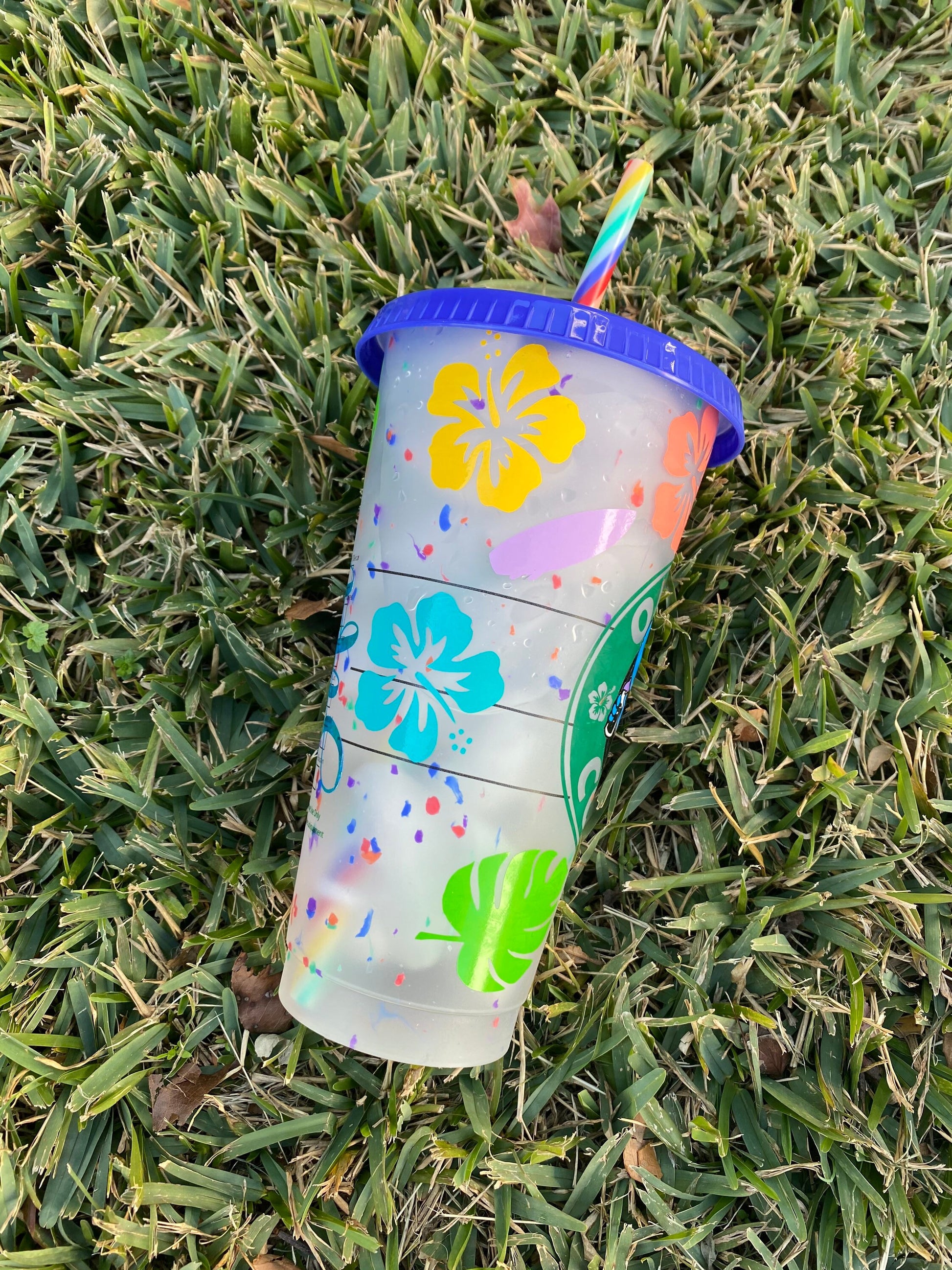 Disney Inspired Stitch 24oz Confetti/glitter Cup. Great