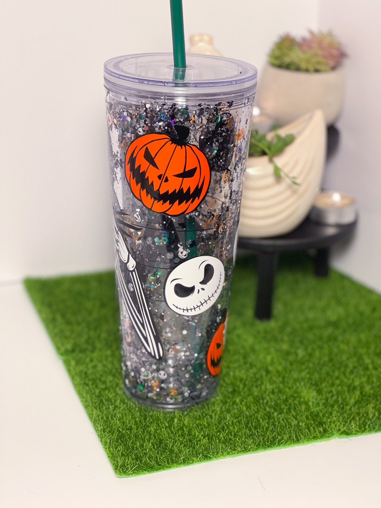 Jack Skellington Starbucks Snow Globe Glitter Tumbler