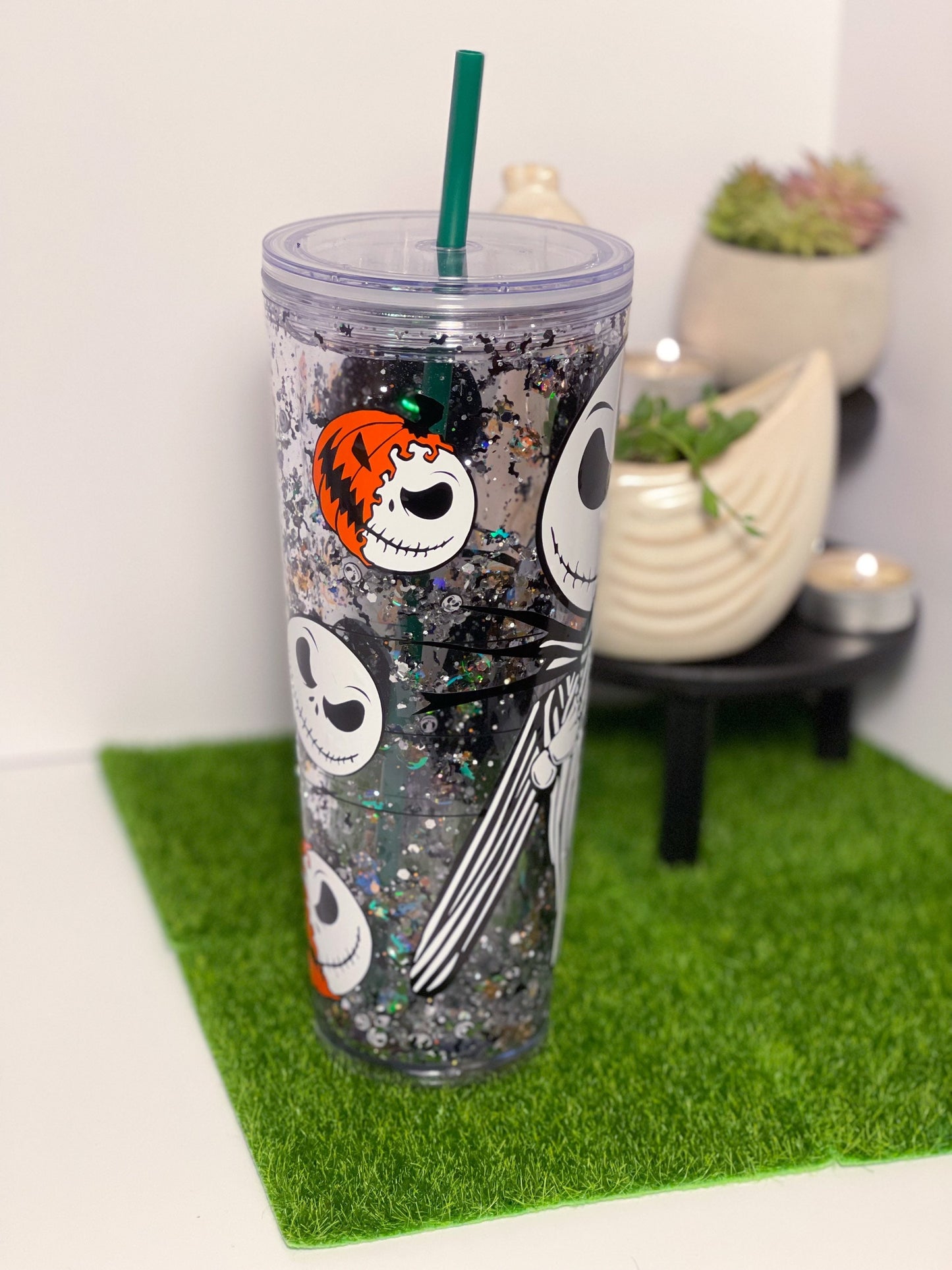 Jack Skellington Starbucks Snow Globe Glitter Tumbler