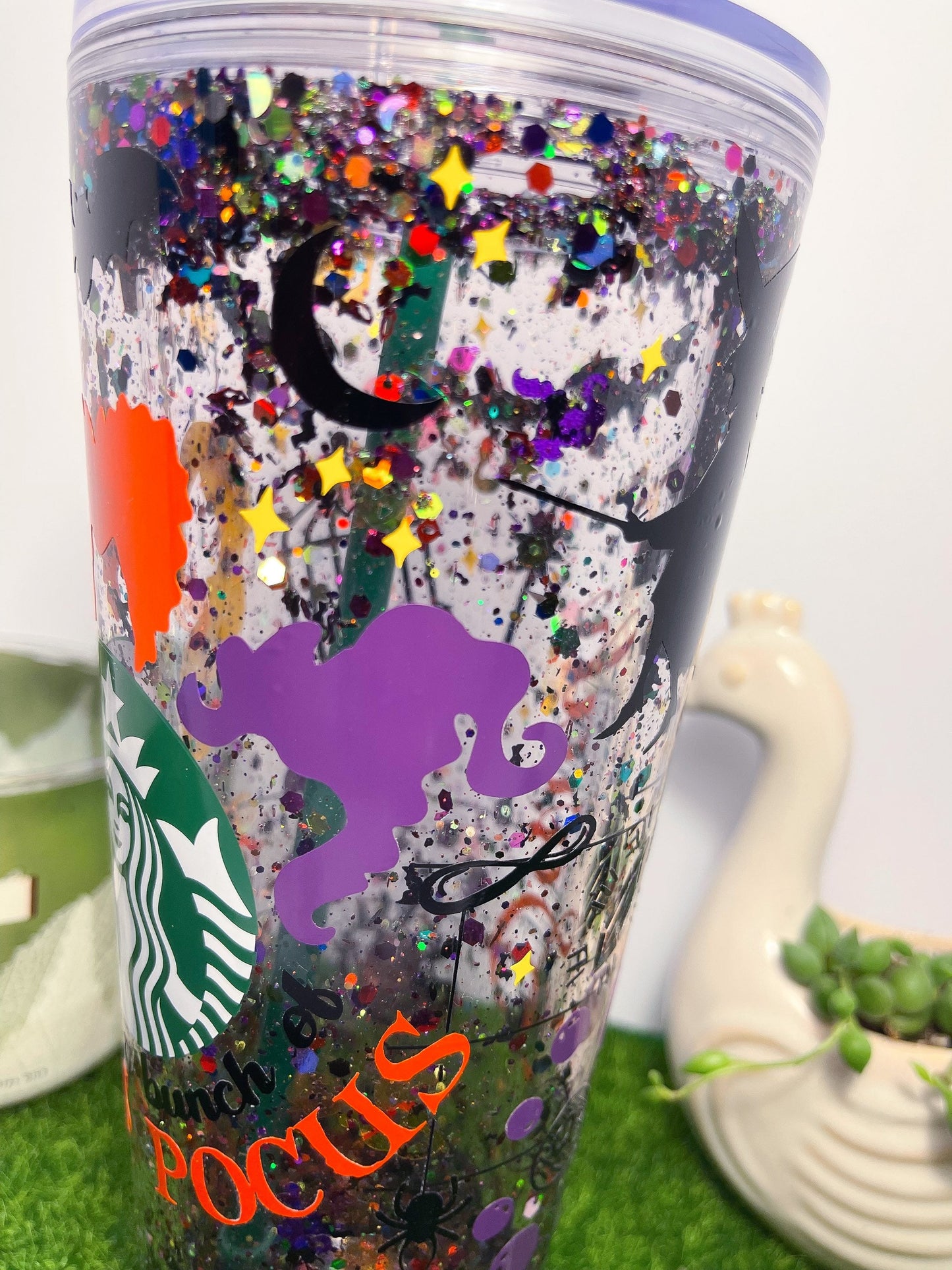 Hocus Pocus Starbucks Snow Globe Glitter Tumbler