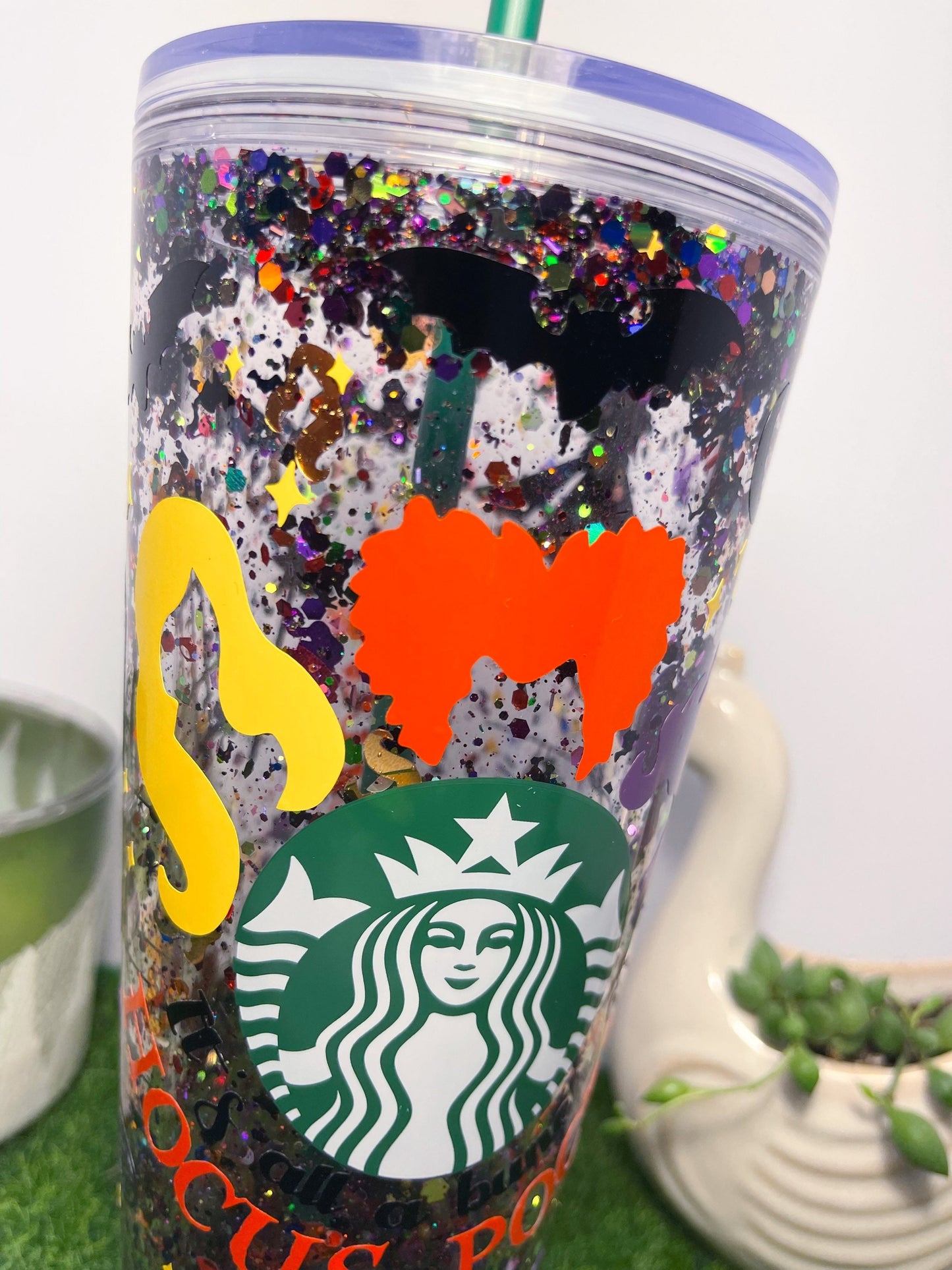 Hocus Pocus Starbucks Snow Globe Glitter Tumbler